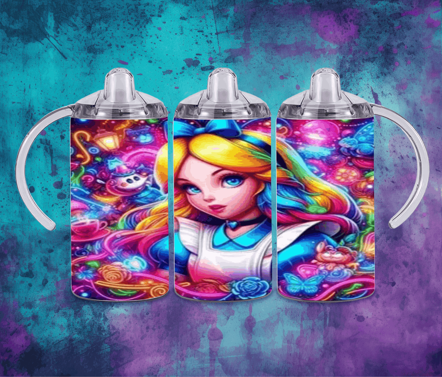 Alice In Wonderland 12oz Sippy or Skinny Tumbler