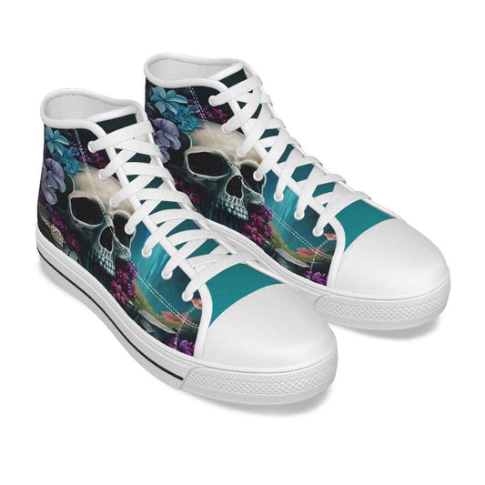 Floral Skull Womens High Top Shoes