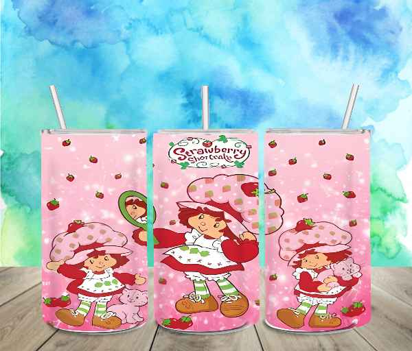 Strawberry Shortcake 12oz Sippy or Skinny Tumbler