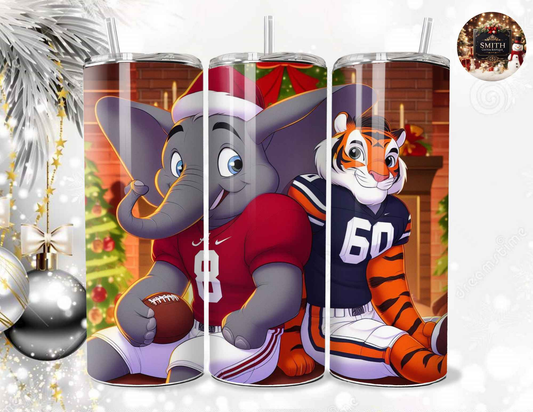 Cute Alabama Auburn Christmas Tumbler