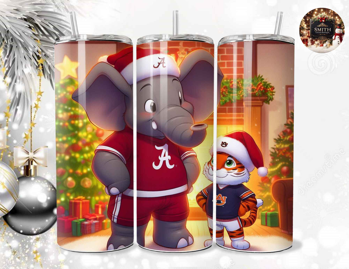 Cute Alabama Auburn Christmas Tumbler