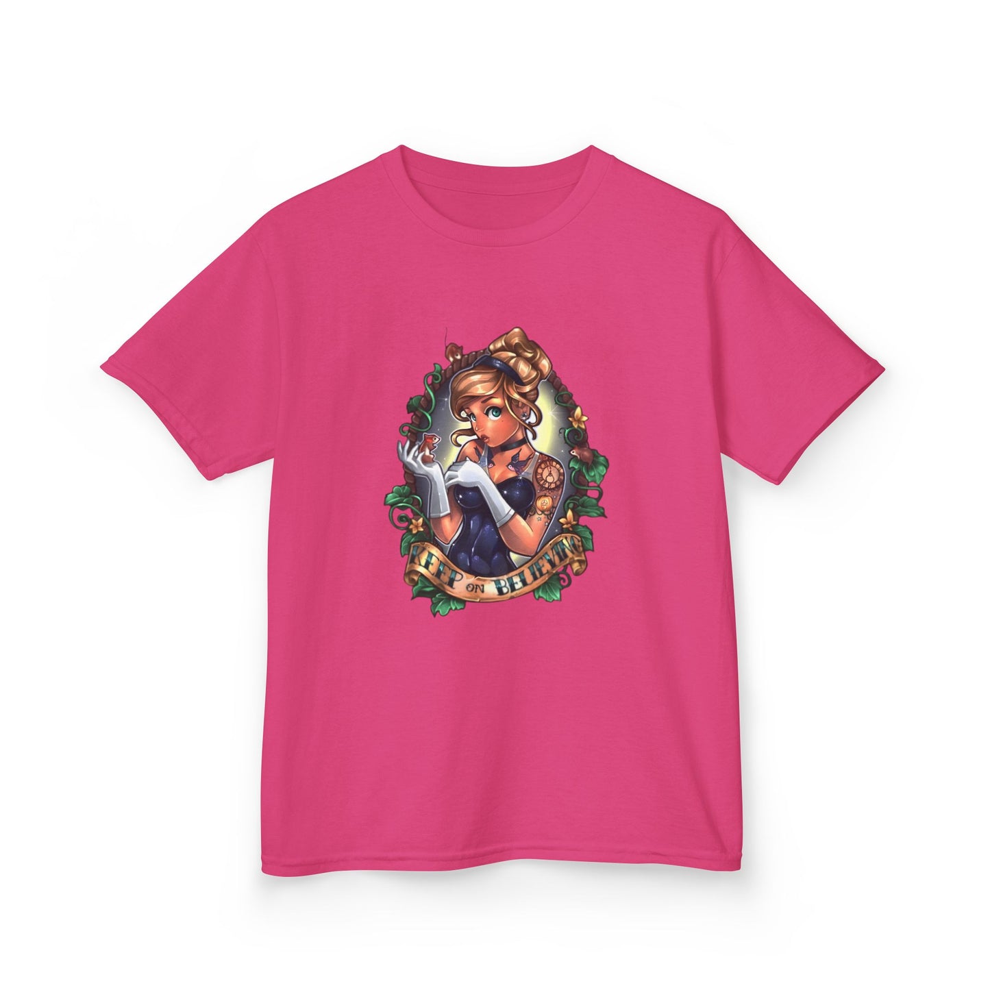 Cinderella-Inspired Kids Heavy Cotton Tee - "Keep On Believing" Graphic Shirt