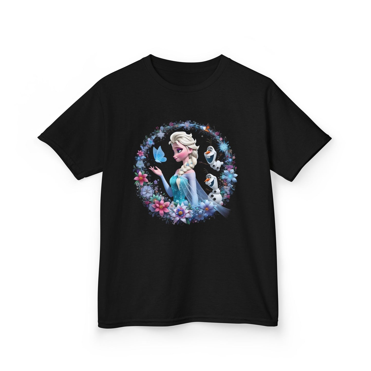 Frozen's Elsa Floral Wreath Graphic Tee - Fun & Colorful Design