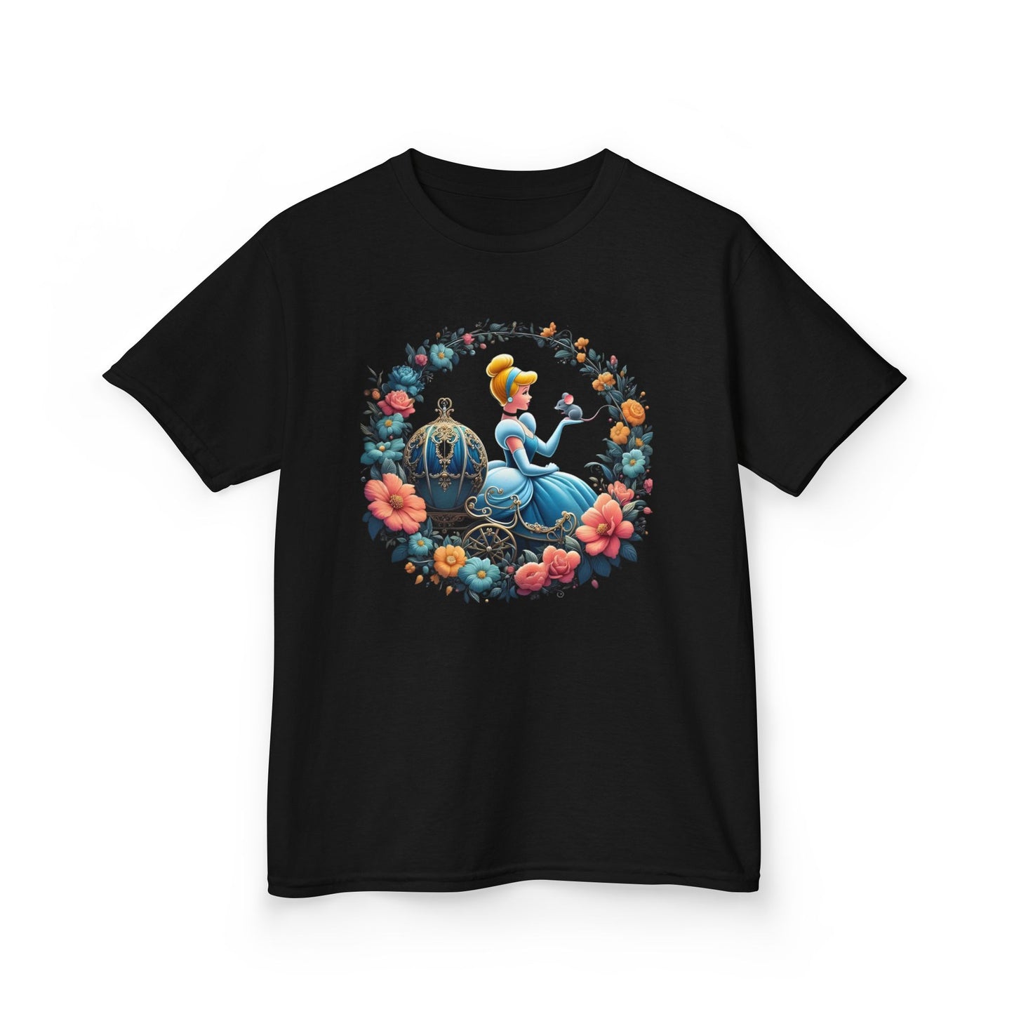 Cinderella Floral Wreath Graphic Tee - Fun & Colorful Design
