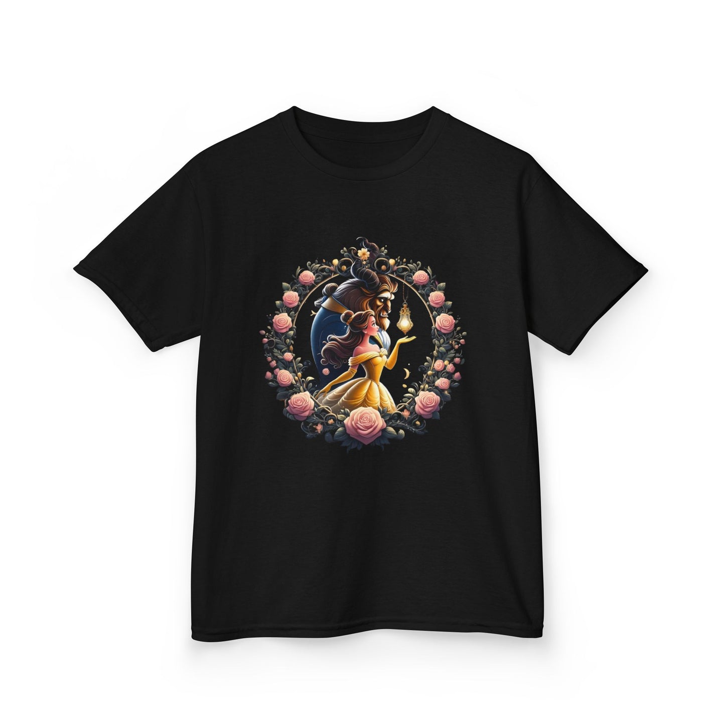 Beauty and the Beast Floral Wreath Graphic Tee - Fun & Colorful Design