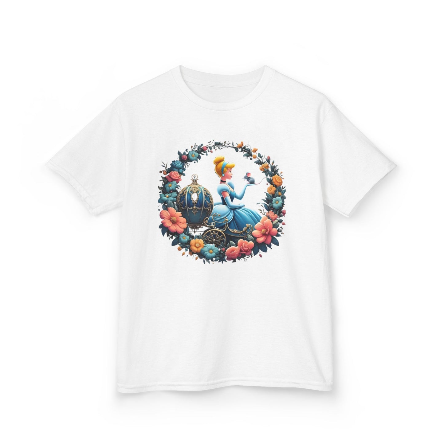 Cinderella Floral Wreath Graphic Tee - Fun & Colorful Design