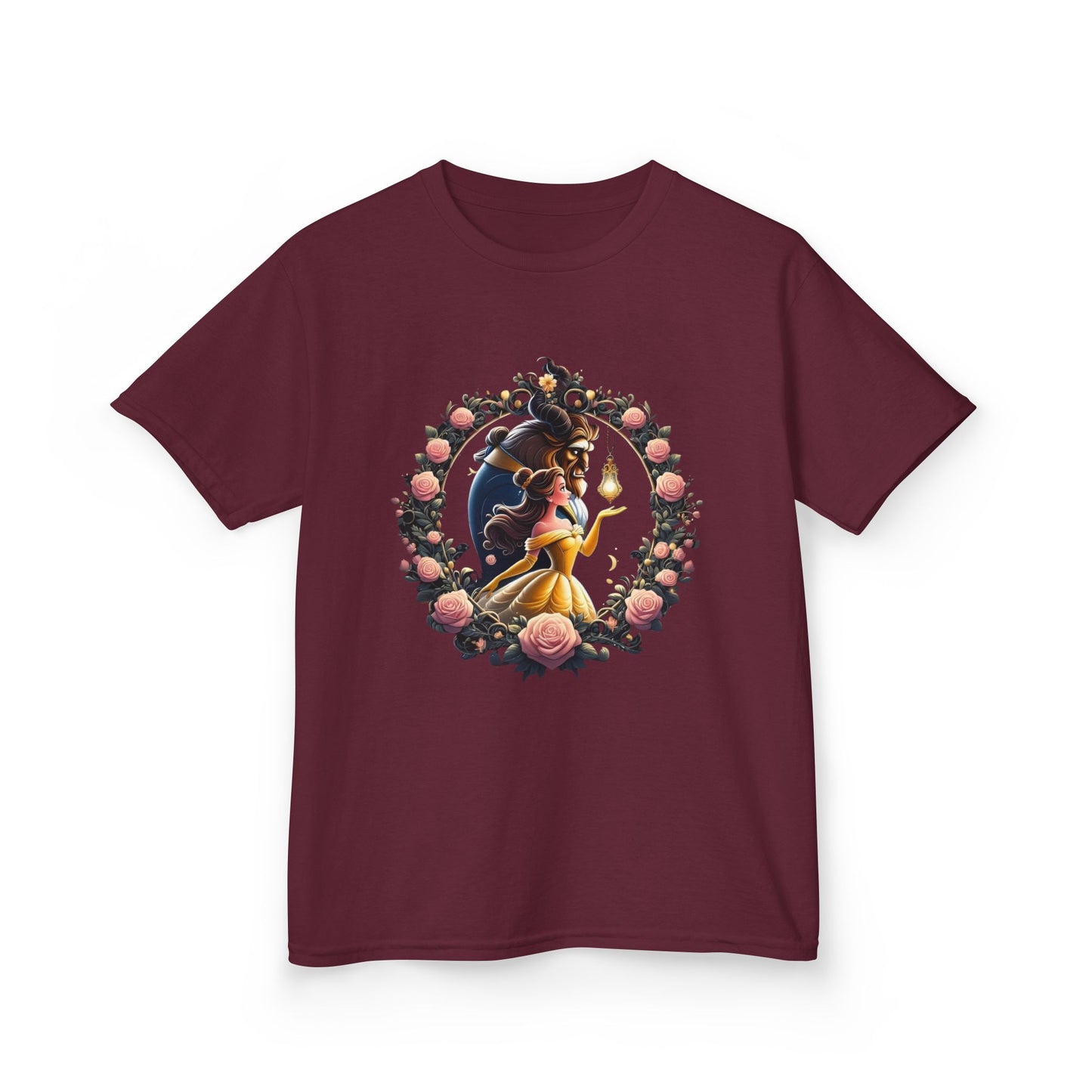 Beauty and the Beast Floral Wreath Graphic Tee - Fun & Colorful Design
