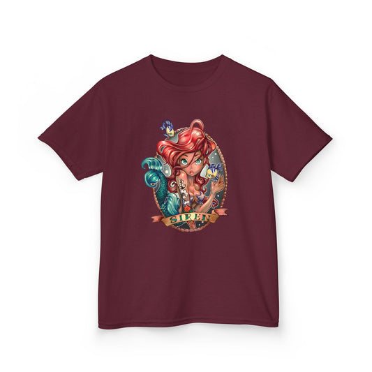 Arial-Inspired Kids Cotton Tee - "Siren" Graphic Shirt