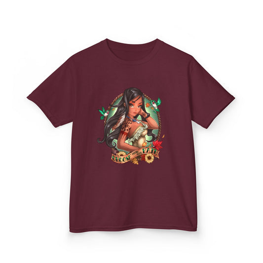 Pocahontas-Inspired Kids Cotton Tee - "Choose Your Own Path" Graphic Shirt