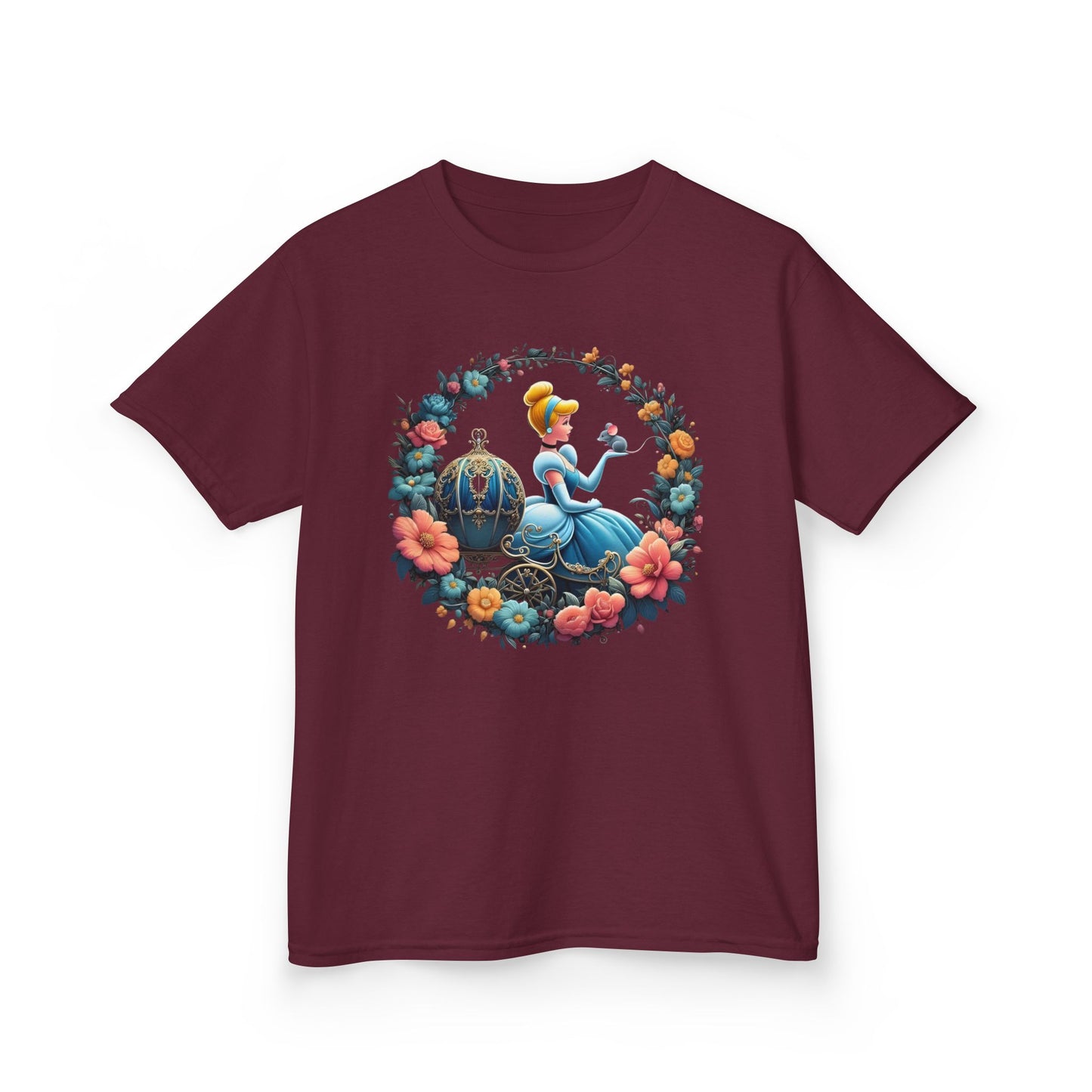 Cinderella Floral Wreath Graphic Tee - Fun & Colorful Design
