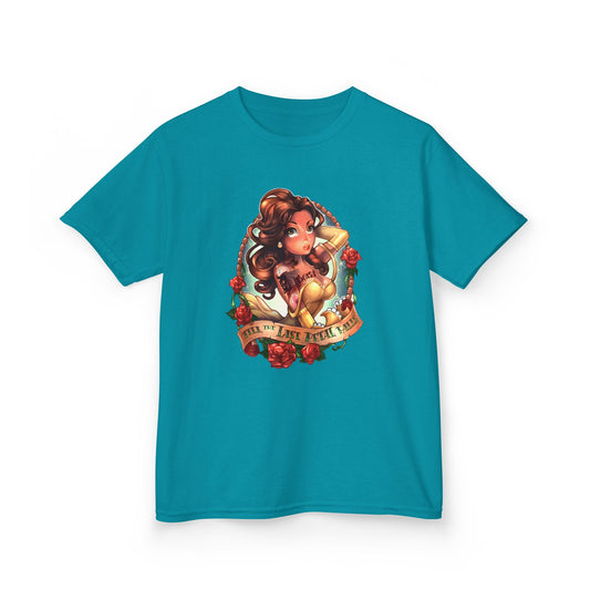 Belle-Inspired Kids Cotton Tee - "Till The Last Pedal Falls" Graphic Shirt