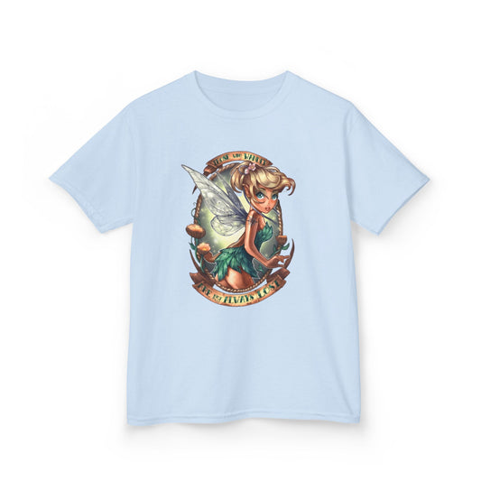 Tinkerbell-Inspired Kids Cotton Tee - "Those Who Wander" Graphic Shirt