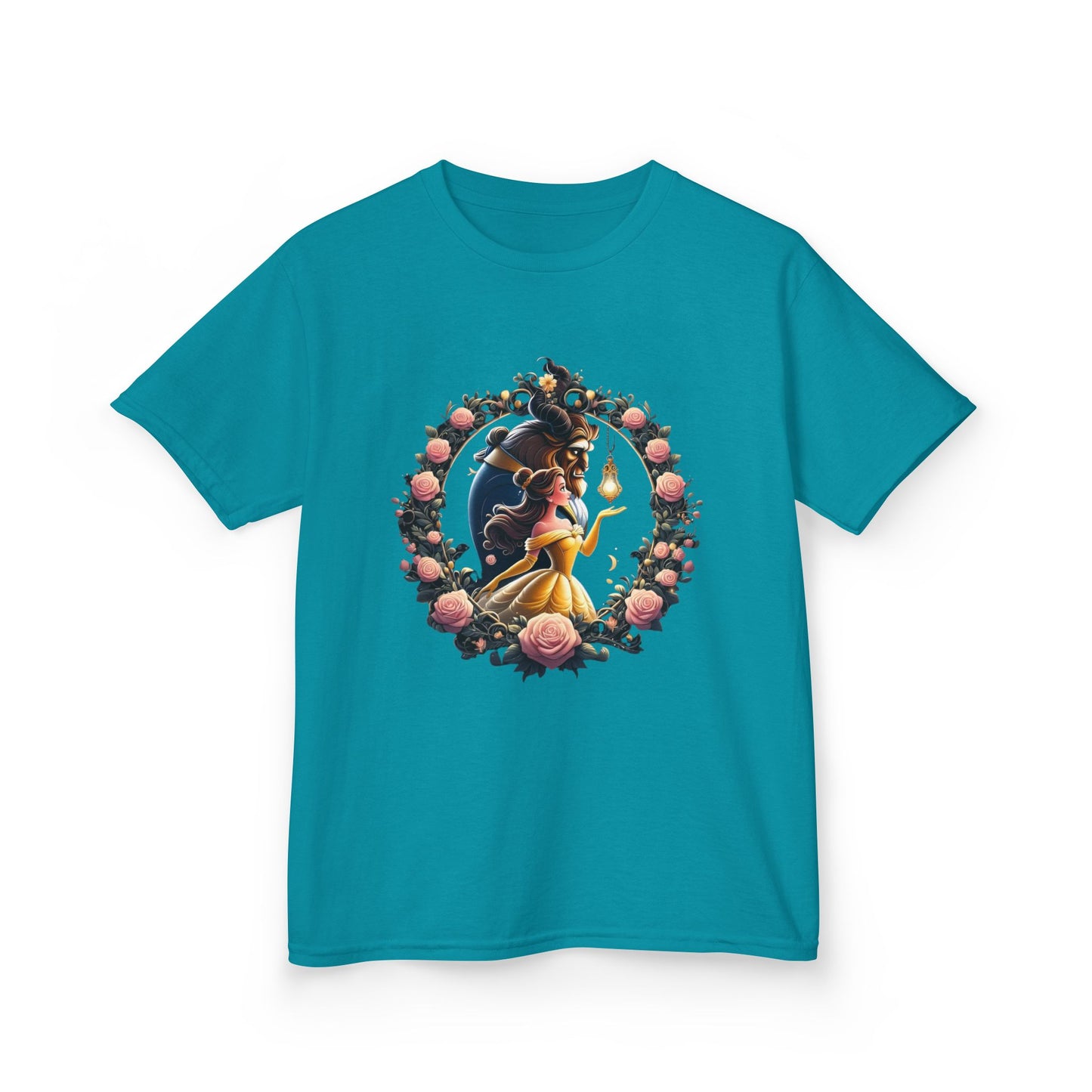 Beauty and the Beast Floral Wreath Graphic Tee - Fun & Colorful Design