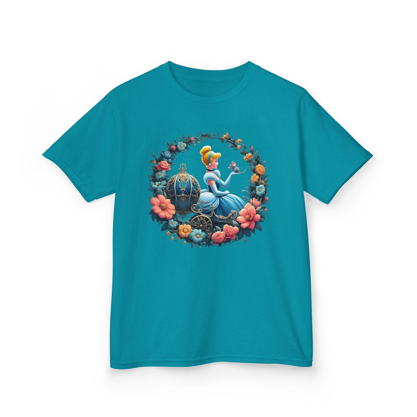 Cinderella Floral Wreath Graphic Tee - Fun & Colorful Design