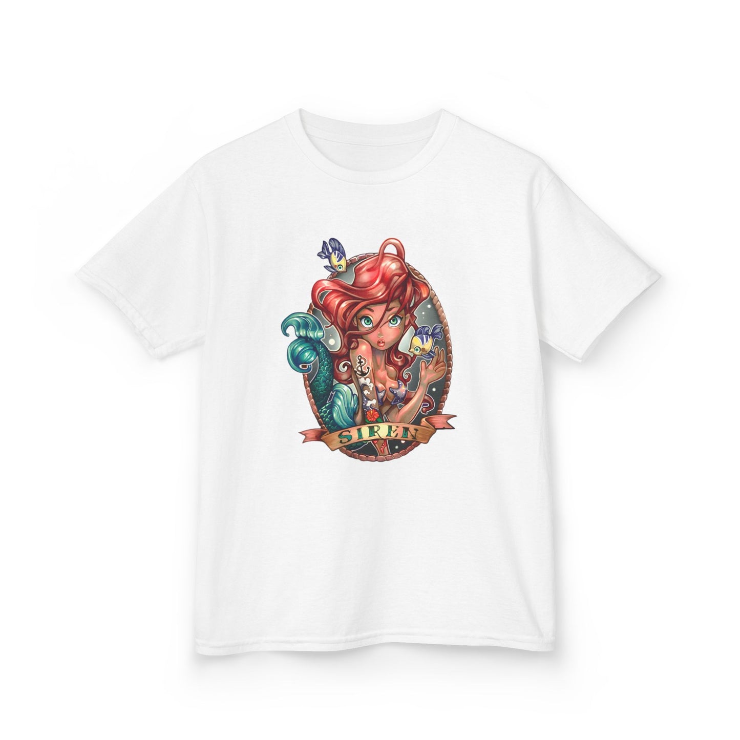 Arial-Inspired Kids Cotton Tee - "Siren" Graphic Shirt