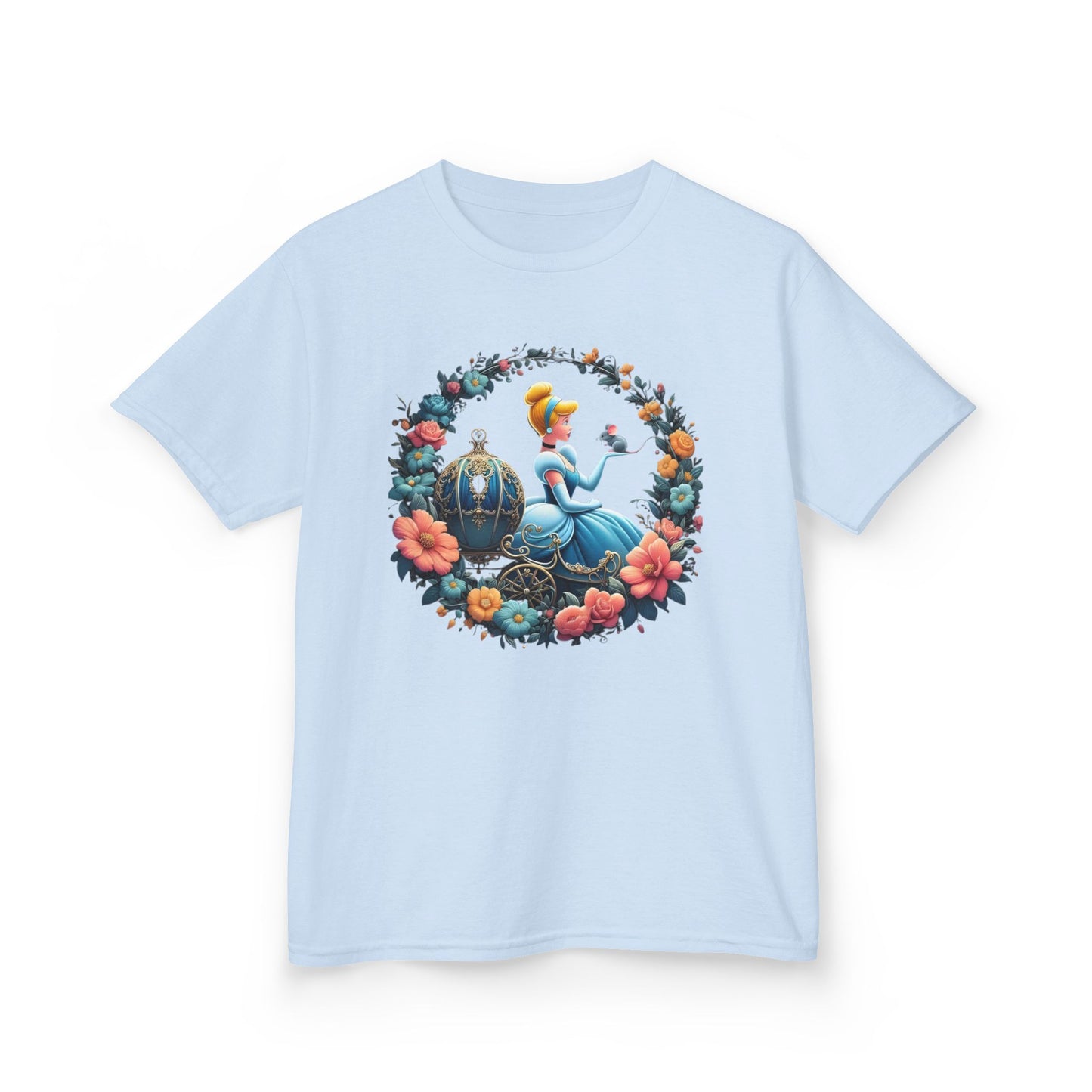 Cinderella Floral Wreath Graphic Tee - Fun & Colorful Design