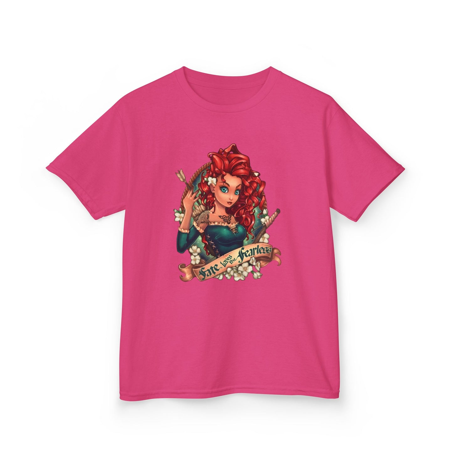 Mirida-Inspired Kids Cotton Tee - "Fate Loves The Fearless" Graphic Shirt