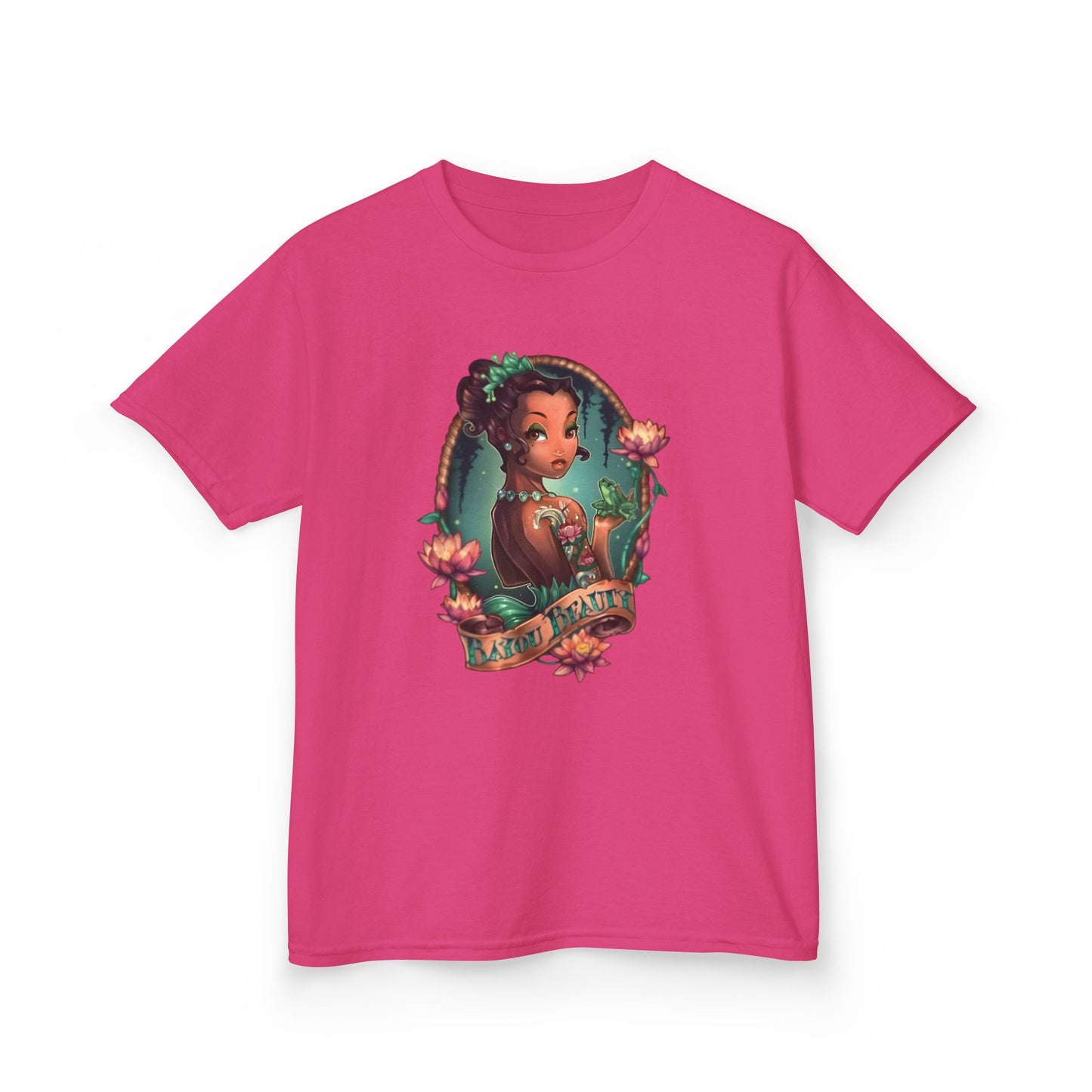 Tiana-Inspired Kids Cotton Tee - "Bayou Beauty" Graphic Shirt
