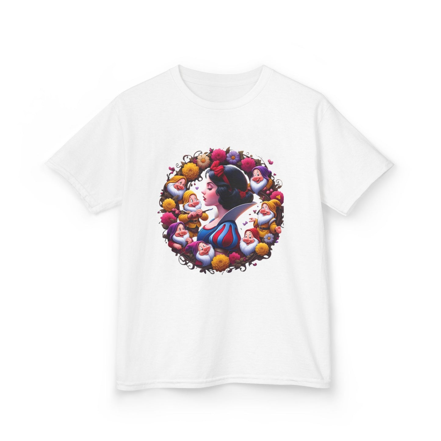 Snow White Floral Wreath Graphic Tee - Fun & Colorful Design for Little Fans