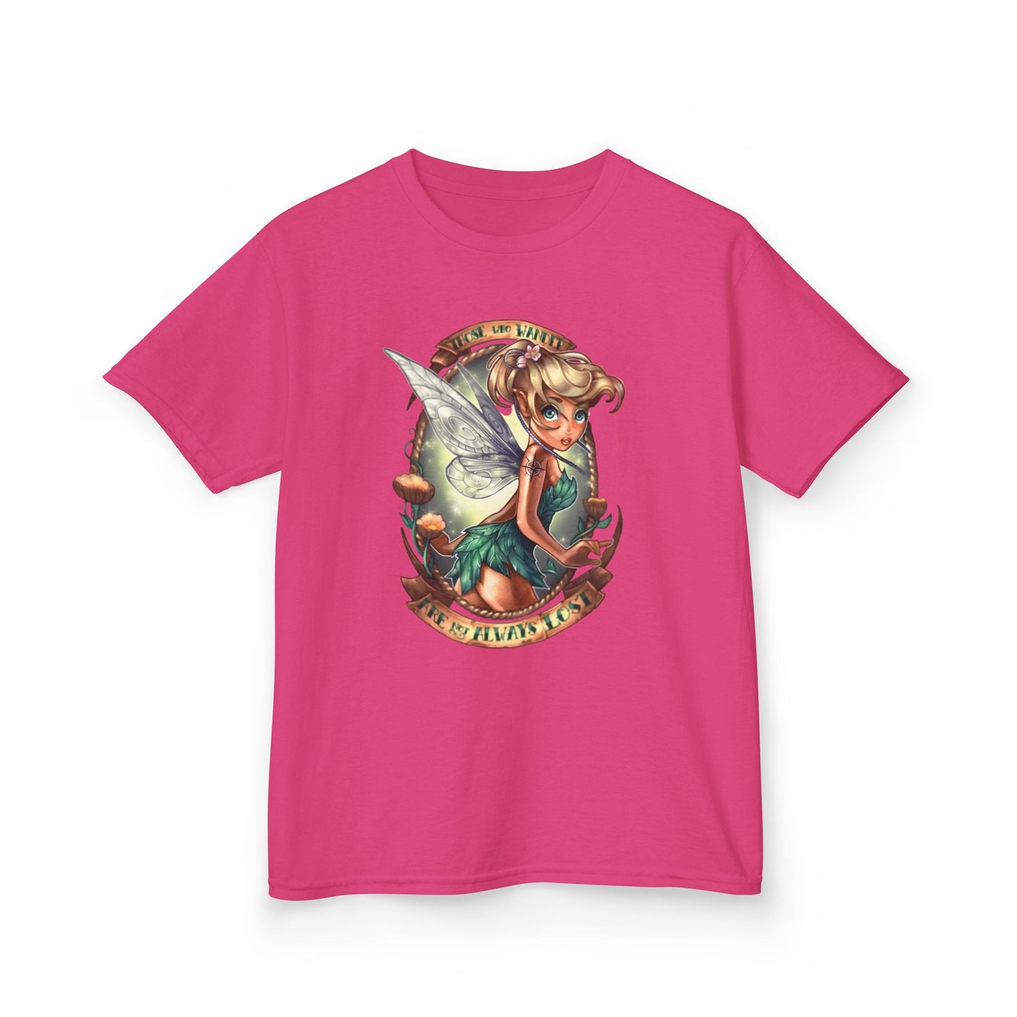 Tinkerbell-Inspired Kids Cotton Tee - "Those Who Wander" Graphic Shirt