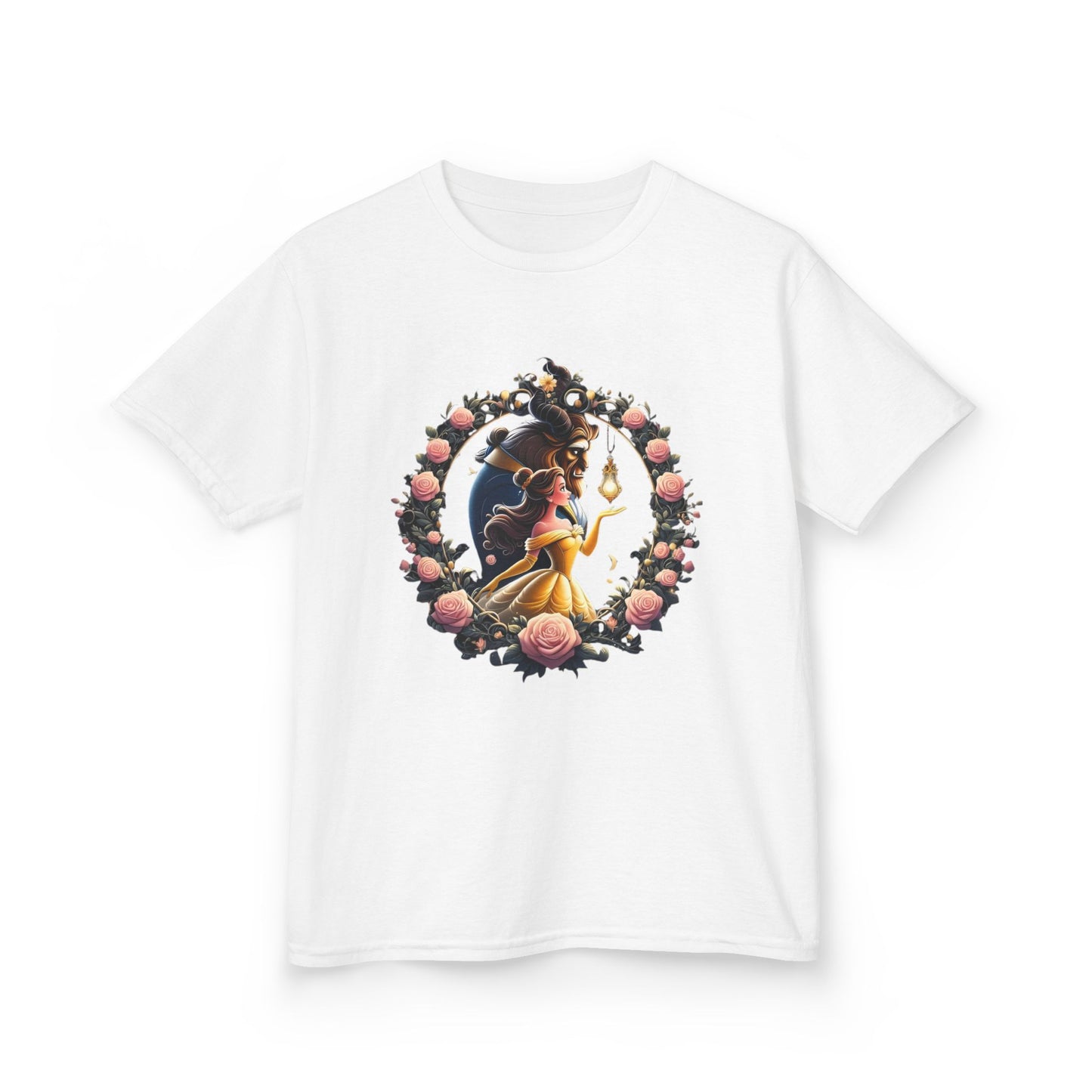 Beauty and the Beast Floral Wreath Graphic Tee - Fun & Colorful Design