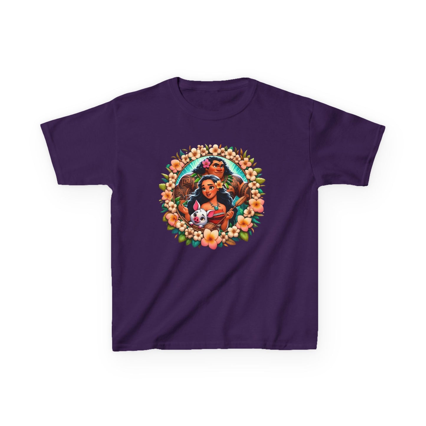 Moana Floral Wreath Graphic Tee - Fun & Colorful Design