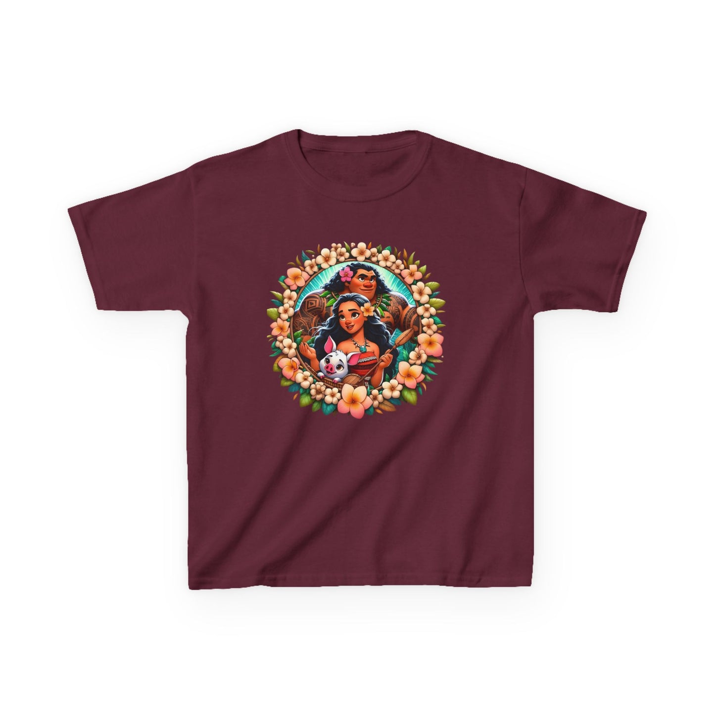 Moana Floral Wreath Graphic Tee - Fun & Colorful Design