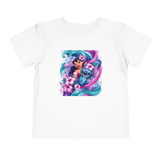 Stitch Colorful Waves Toddler Tee - Cute Character Design for Kids