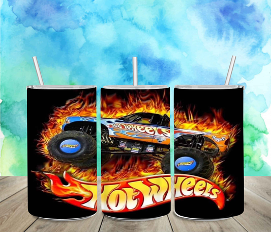 Hot Wheels Trucks 12oz Sippy or Skinny Tumbler