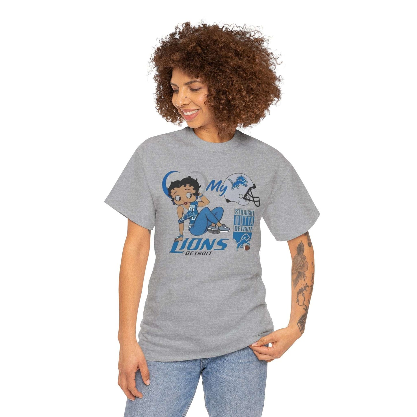 Betty Boop Lions Fan Cotton Tee – Perfect for Game Day!