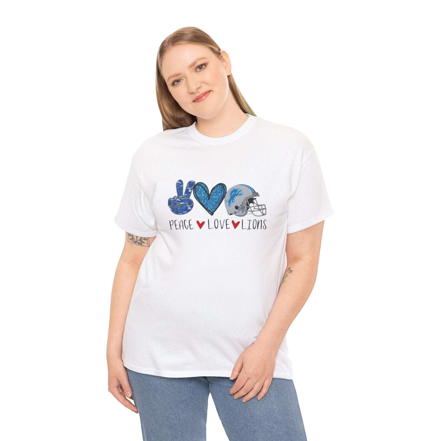 Peace Love Lions Cotton Tee – Perfect for Game Day!