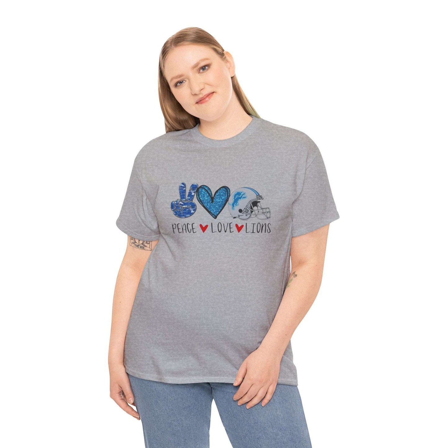 Peace Love Lions Cotton Tee – Perfect for Game Day!