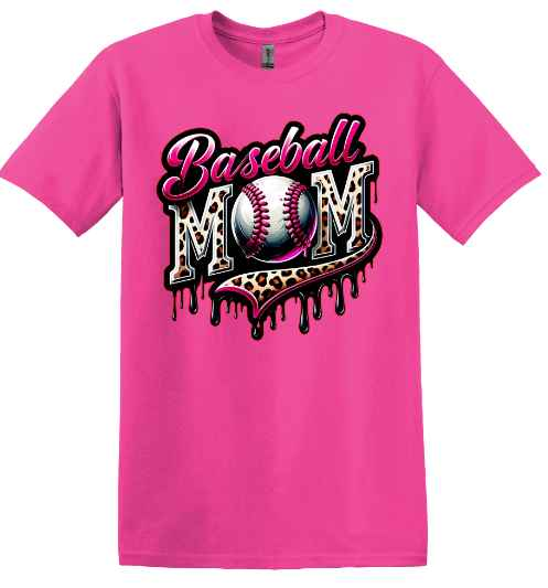 Baseball Mom Hot Pink Drip TShirt