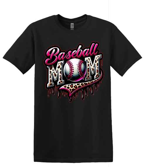 Baseball Mom Hot Pink Drip TShirt