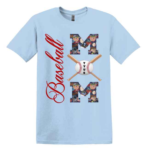 Baseball Mom with Photo and Name Custom Shirt Style 2