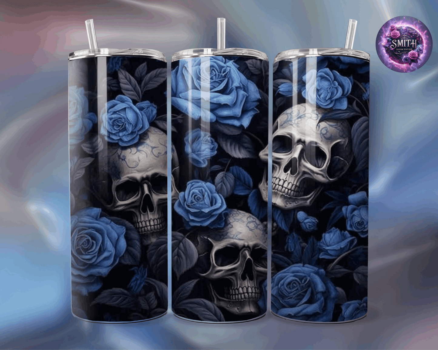 Skulls N Blue Roses Tumbler