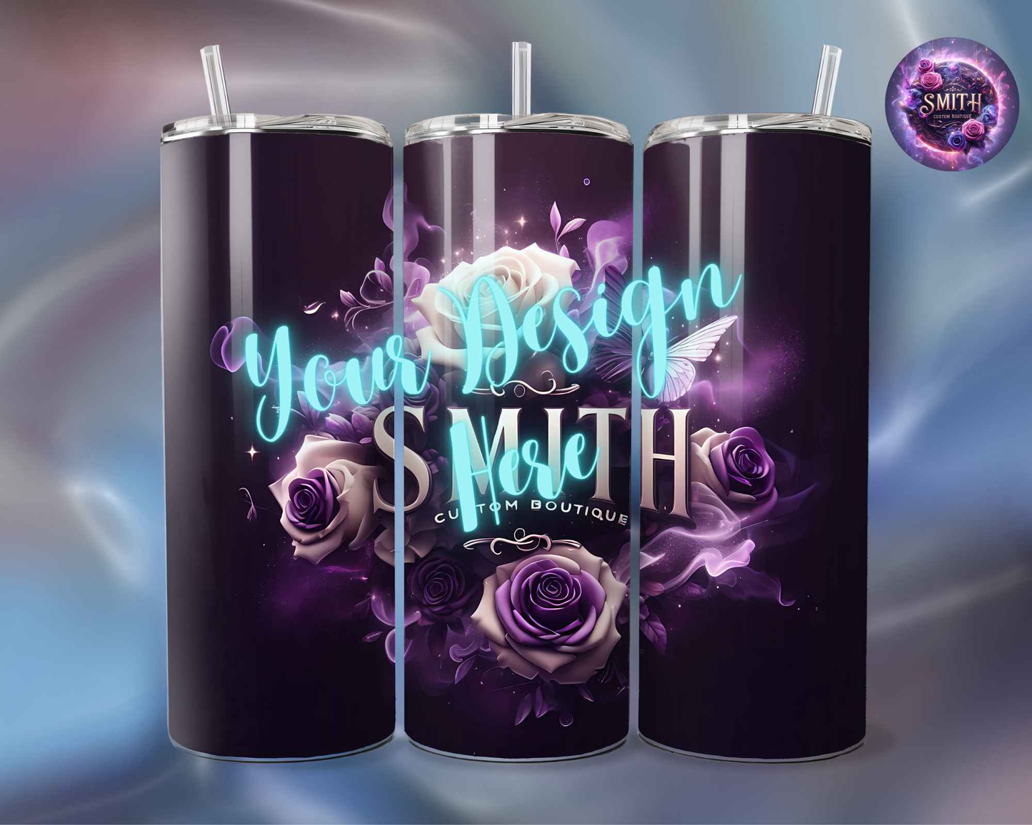Custom Design Skinny Steel Tumbler with Straw, 20oz