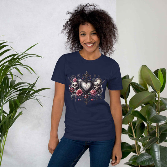 Gothic Valentine Heart & Skulls t-shirt