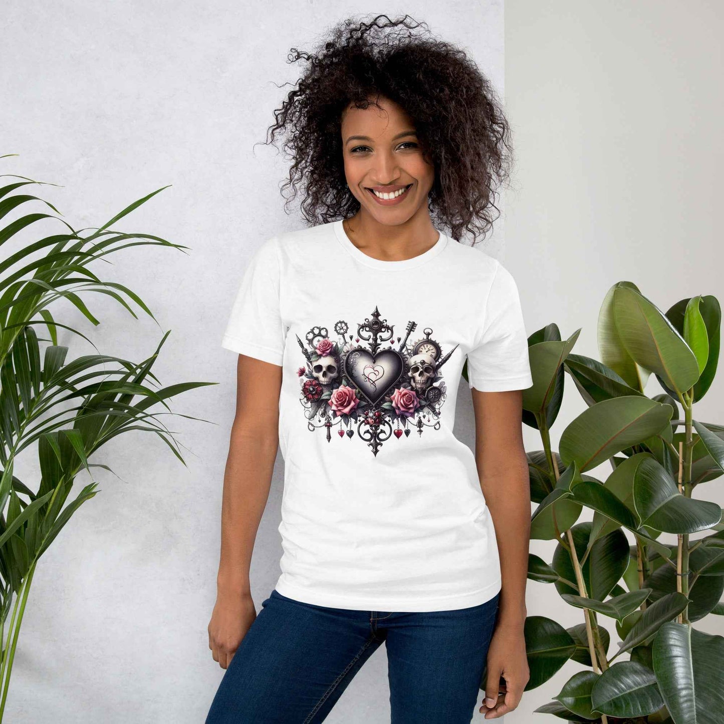 Gothic Valentine Heart & Skulls t-shirt