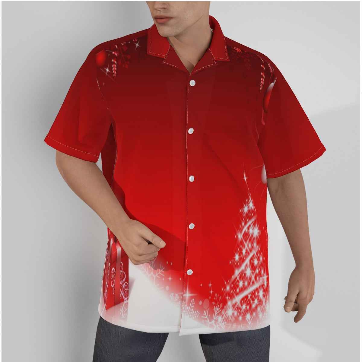 Men's Christmas Shirt With Button Closure - Present