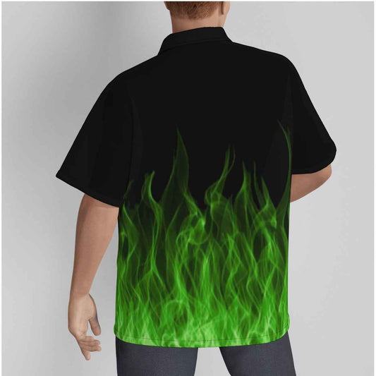 Men's Green Flame Button Up Shirt