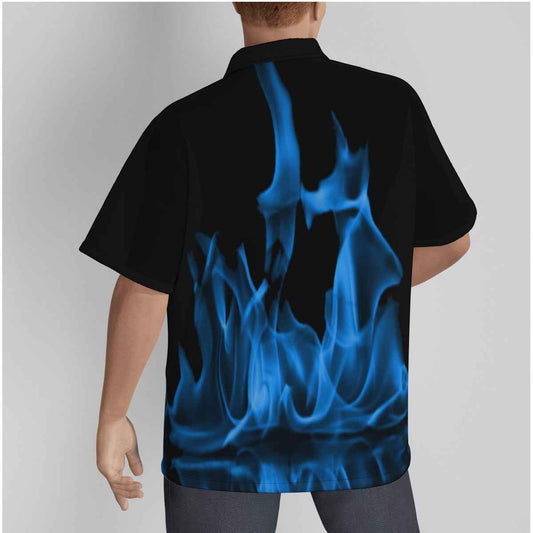 Men's Blue Flame Button Up Shirt
