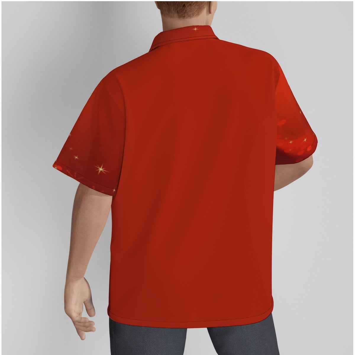 Men's Christmas Shirt With Button Closure - Holly and Ornaments