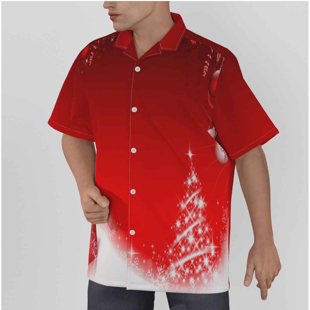Men's Christmas Shirt With Button Closure - Present