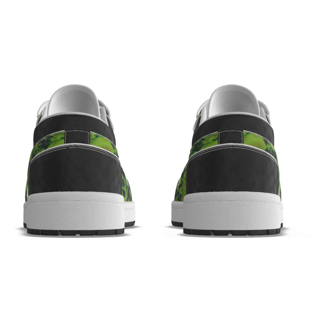 Men's Green Skulls Low State Leather Stitched Shoes