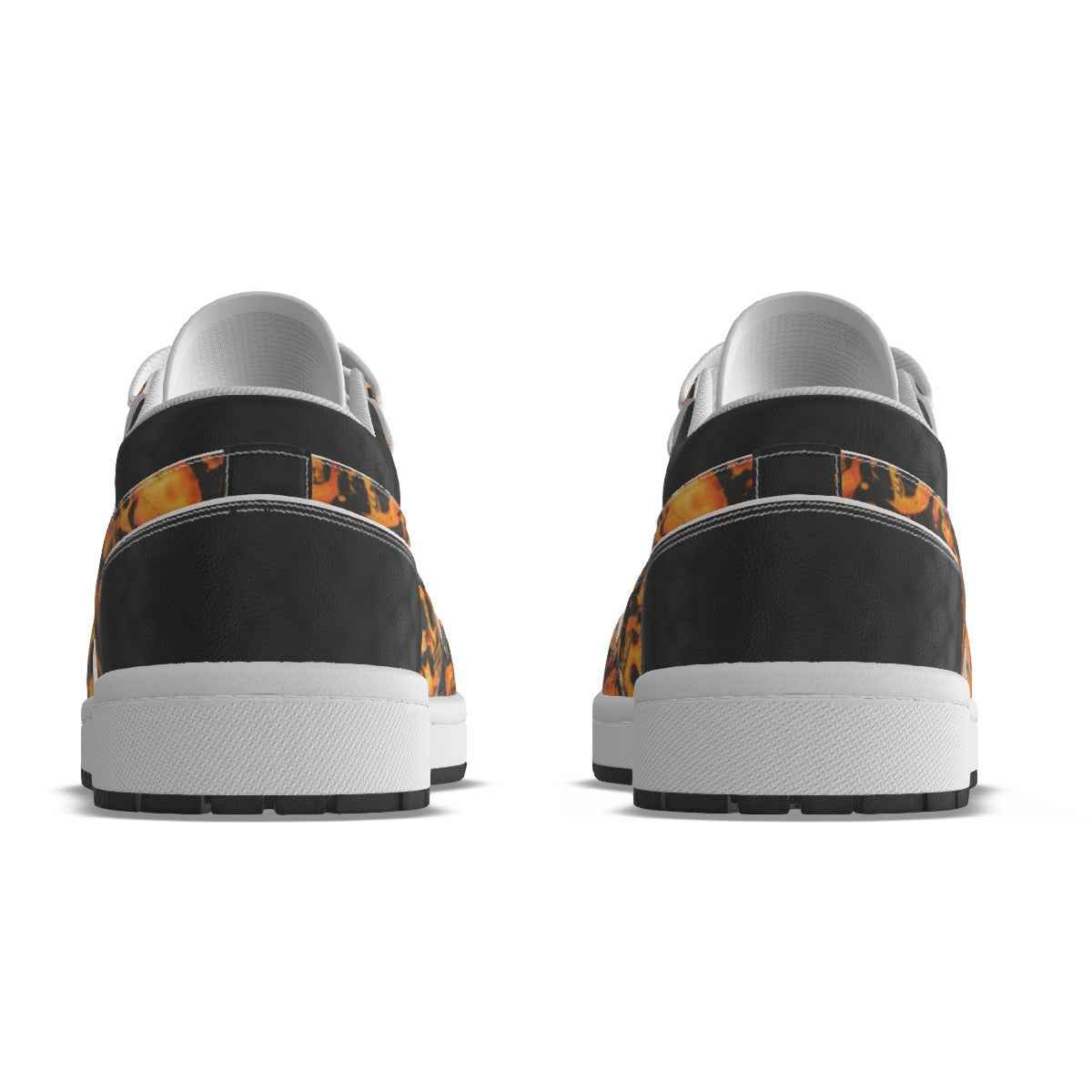 Men's Orange Skulls Low State Leather Stitched Shoes