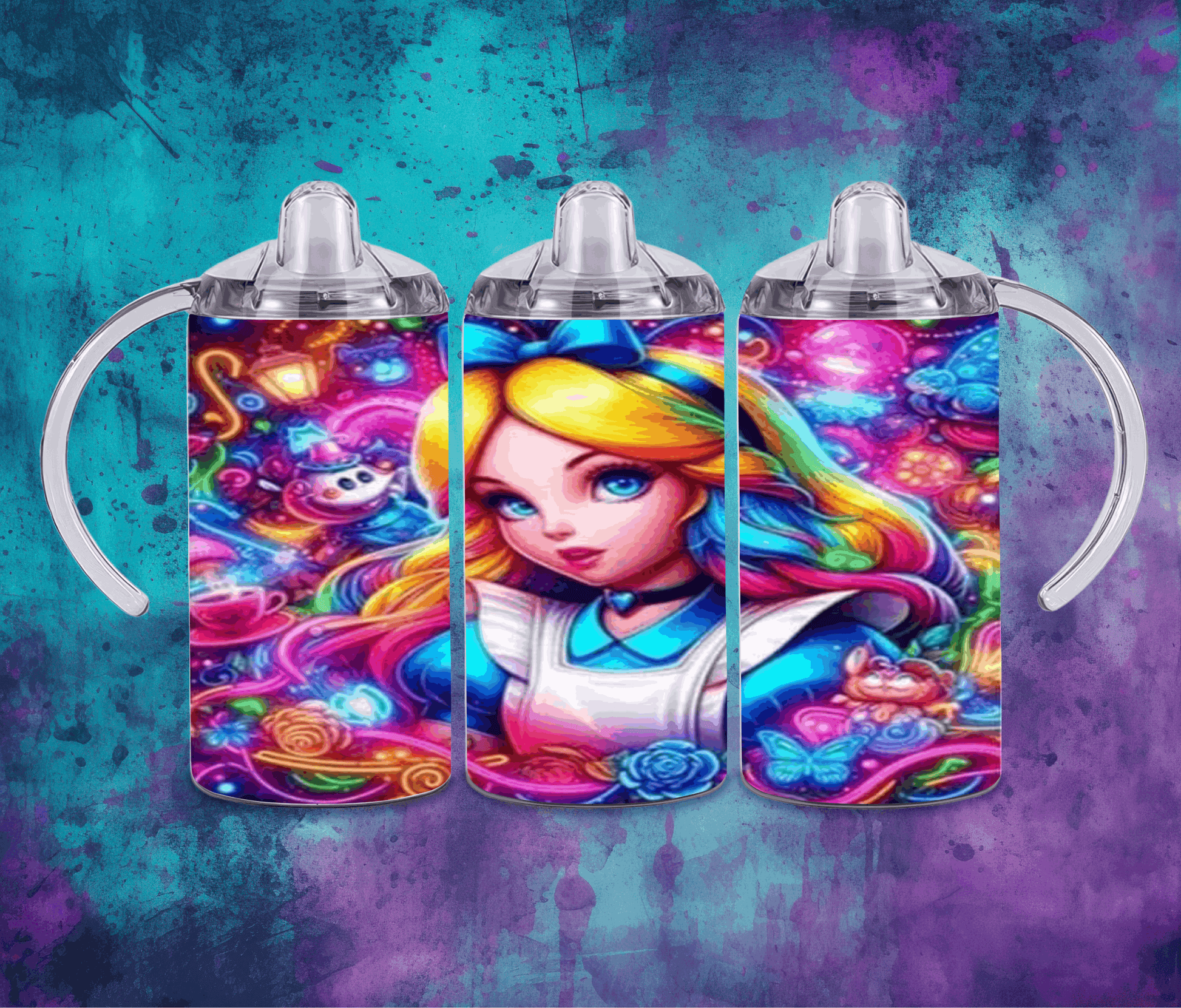 Alice In Wonderland 12oz Sippy or Skinny Tumbler
