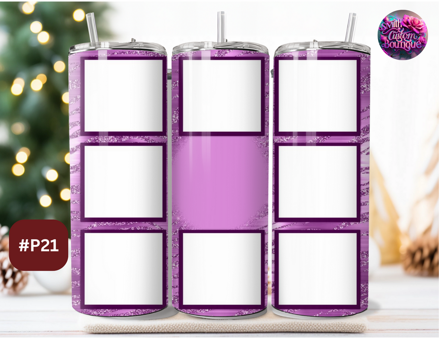 Purple Glitter Photo Tumbler