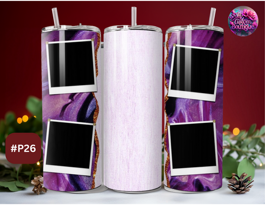 Purple Marble Photo Tumbler