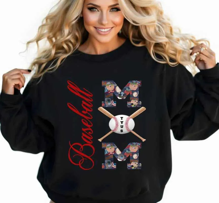 Baseball Mom with Photo and Name Custom Shirt Style 2